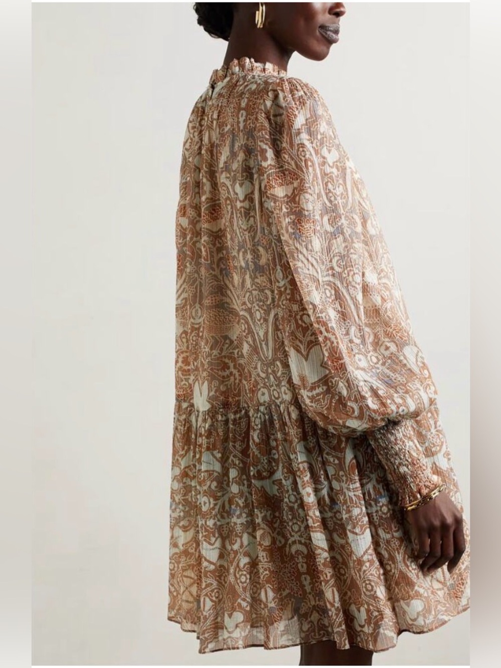 Ulla Johnson Maja Dress Size 4 Boho Mini Metallic Paisley - Picture 14 of 15